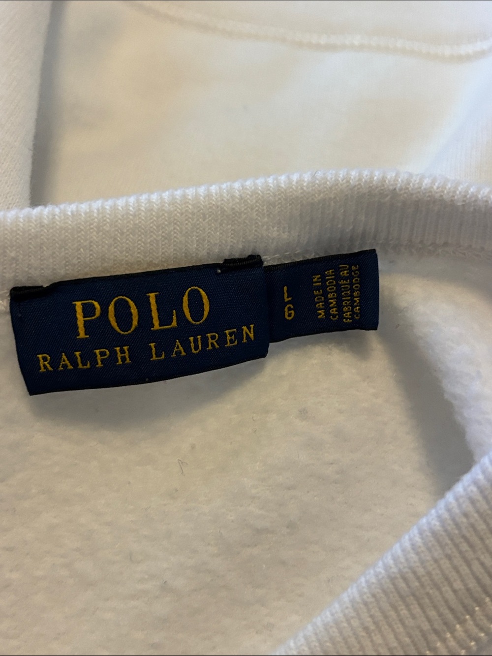Polo by Ralph Lauren White Crewneck with Multicolor Textured Logo sweatshirt. L - Picture 4 of 5
